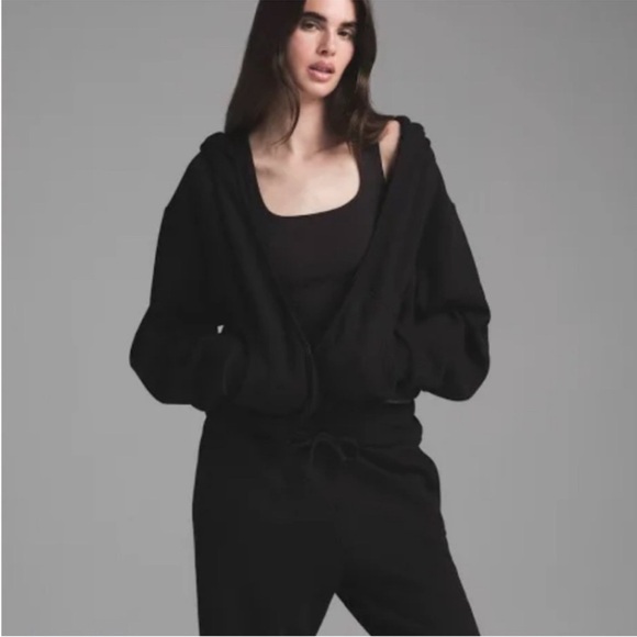 SKIMS Tops - Skims Cotton Blend Black Zip Up Hoodie Small